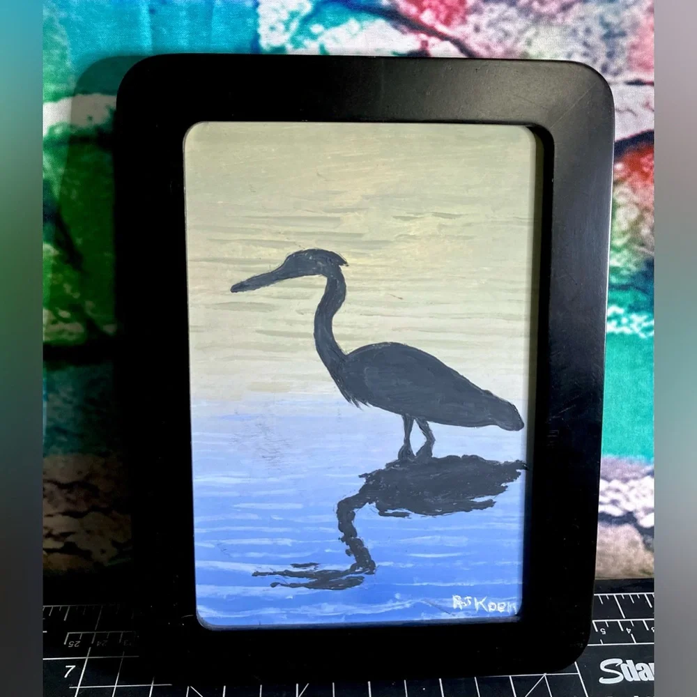 Small Waterscape Crane Painting